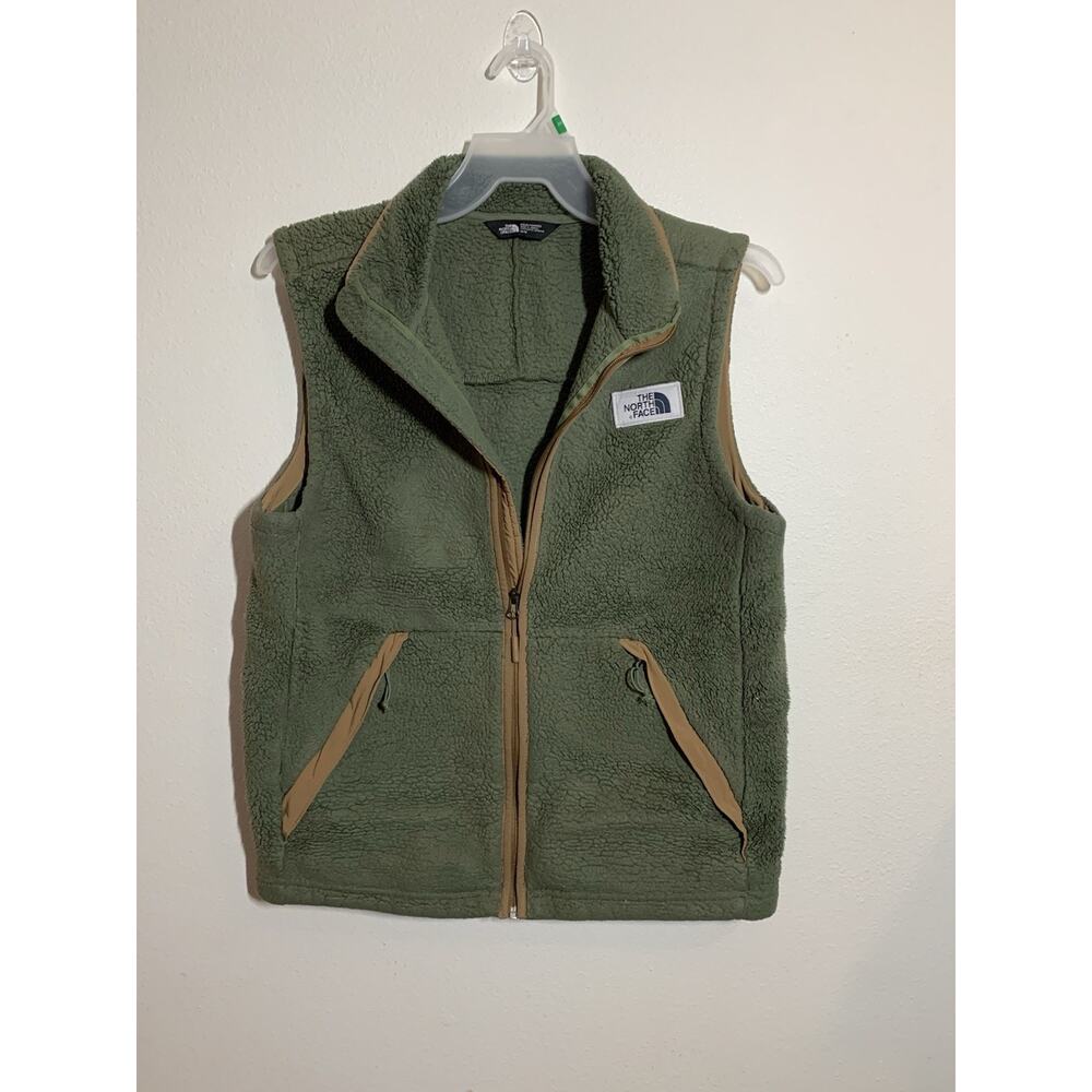 The North Face Green Campshire Sherpa Fleece Vest Sz Med Zip Up Outdoor Vest
